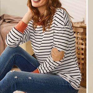 🔥STRIPED HEART ELBOW PATCH TUNIC SWEATSHIRT 🔥